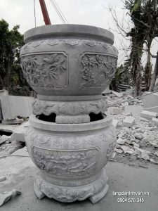 Chậu cảnh bằng đá xanh hoa văn tinh tế chất lượng cao giá hợp lý