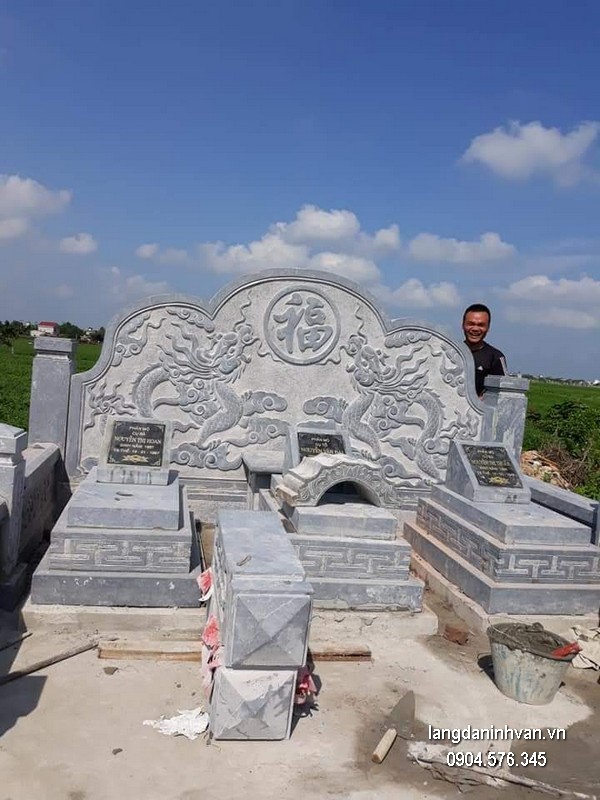 Mộ đá bành xanh đẹp chất lượng cao giá hợp lý thiết kế hiện đại