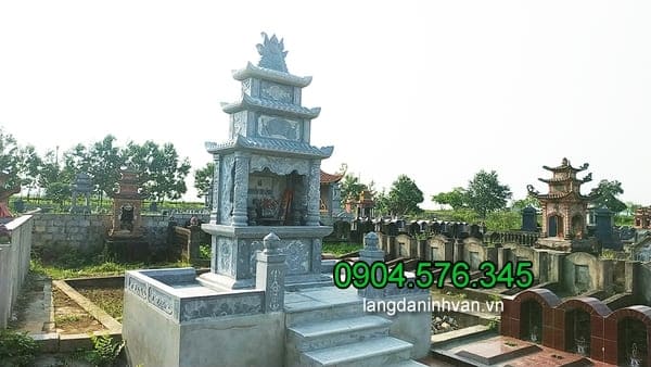 Mẫu lăng mộ đá xanh đẹp do doanh nghiệp Đá mỹ nghệ Ninh Vân thi công lăp đặt