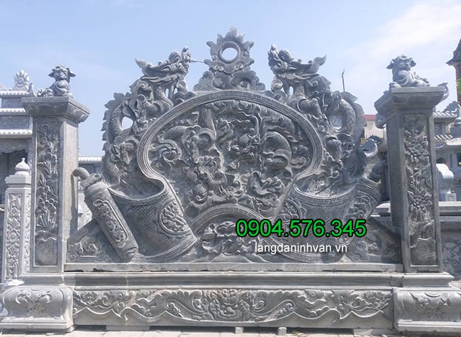 Các mẫu cuốn thư bằng đá đẹp chấn phong thủy cho nhà thờ, chùa, khu lăng mộ