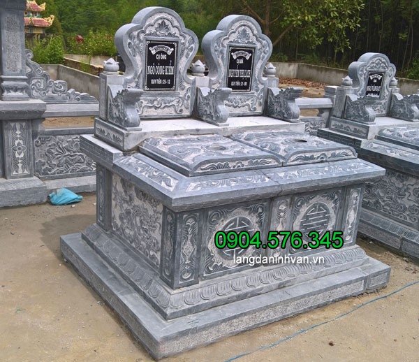 Mộ đá đôi đẹp hoa văn tinh xảo chất lượng cao giá tốt