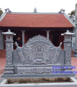 lắp đặt bức bình phong bằng đá đẹp tại nhà thờ họ Đỗ - Hà Nội 2019