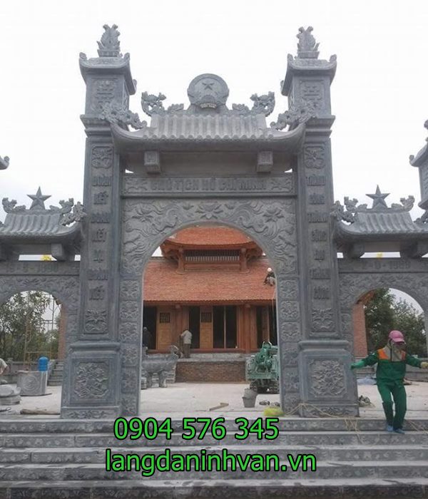 lắp đặt cổng chùa bằng đá xanh tự nhiên tại phú thọ