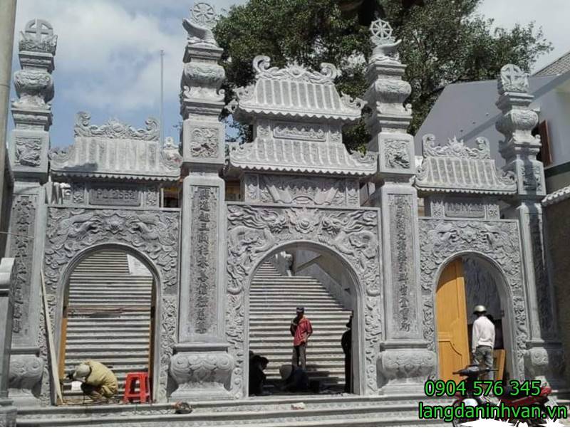 Lắp đặt cổng tam quan bằng đá cho chùa, nhà thờ họ tại hà nội