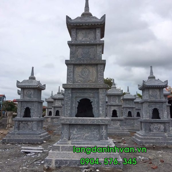 lắp đặt khu mộ tháp đá đẹp tại chùa
