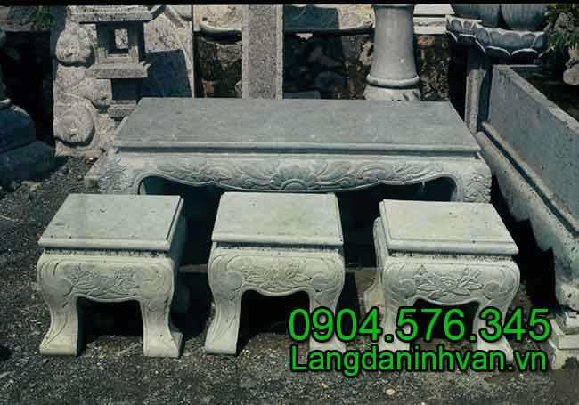 bàn ghế bằng đá - Vật Phẩm Công đức, cung tiến vào Chùa, Đình, Đền, Nhờ thờ họ đàu năm