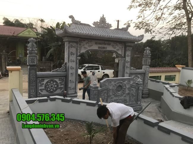 mẫu cổng đá nhà thờ họ đẹp tại Hưng Yên