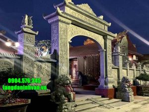 Mẫu cổng chùa bằng đá được thiết kế đẹp và đơn giản