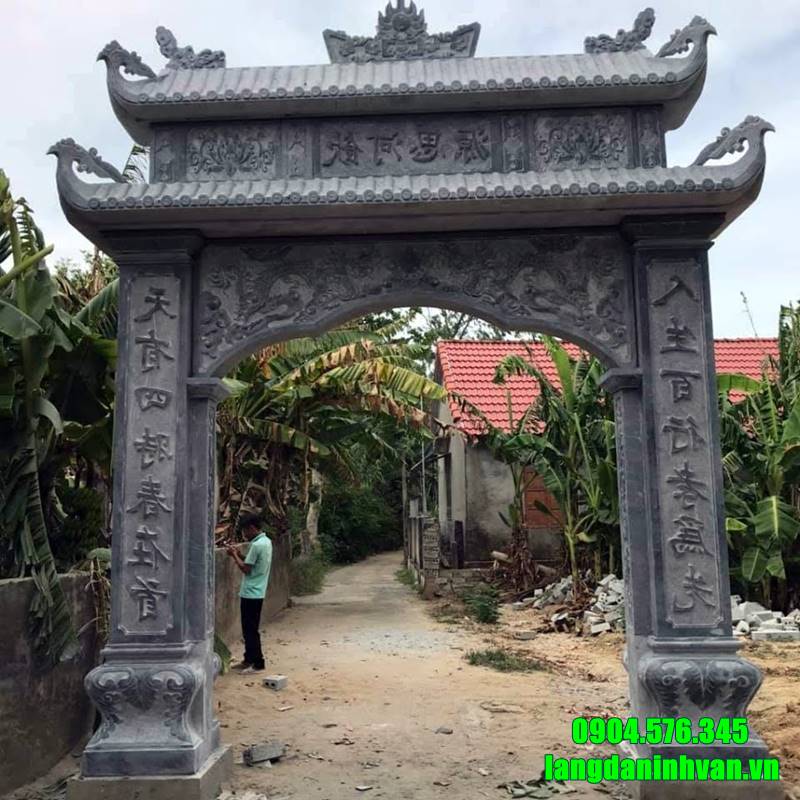 Mẫu cổng chùa đơn giản bằng đá xanh tự nhiên